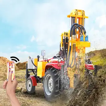 Four-wheel HW Deep Tractor Mounted Hydraulic Water Well Drilling Rig for hard rock