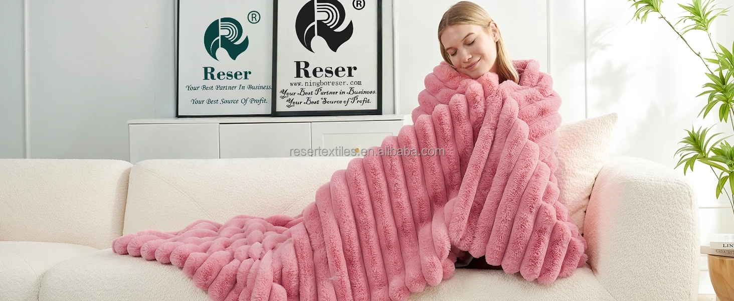 Wholesale Faux Fur Throw Blanket European & American Style Solid Soft Plush Thick Luxury Versatile for Living Room Bedroom