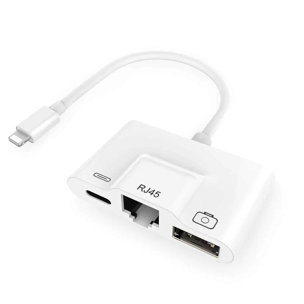 用于iphone Ipad 的lightning 适配器rj45 以太网lan 有线网络所有系列与充电和usb 3 相机读卡器端口 Buy 高品质的旅行适配器 适配器 电源适配器