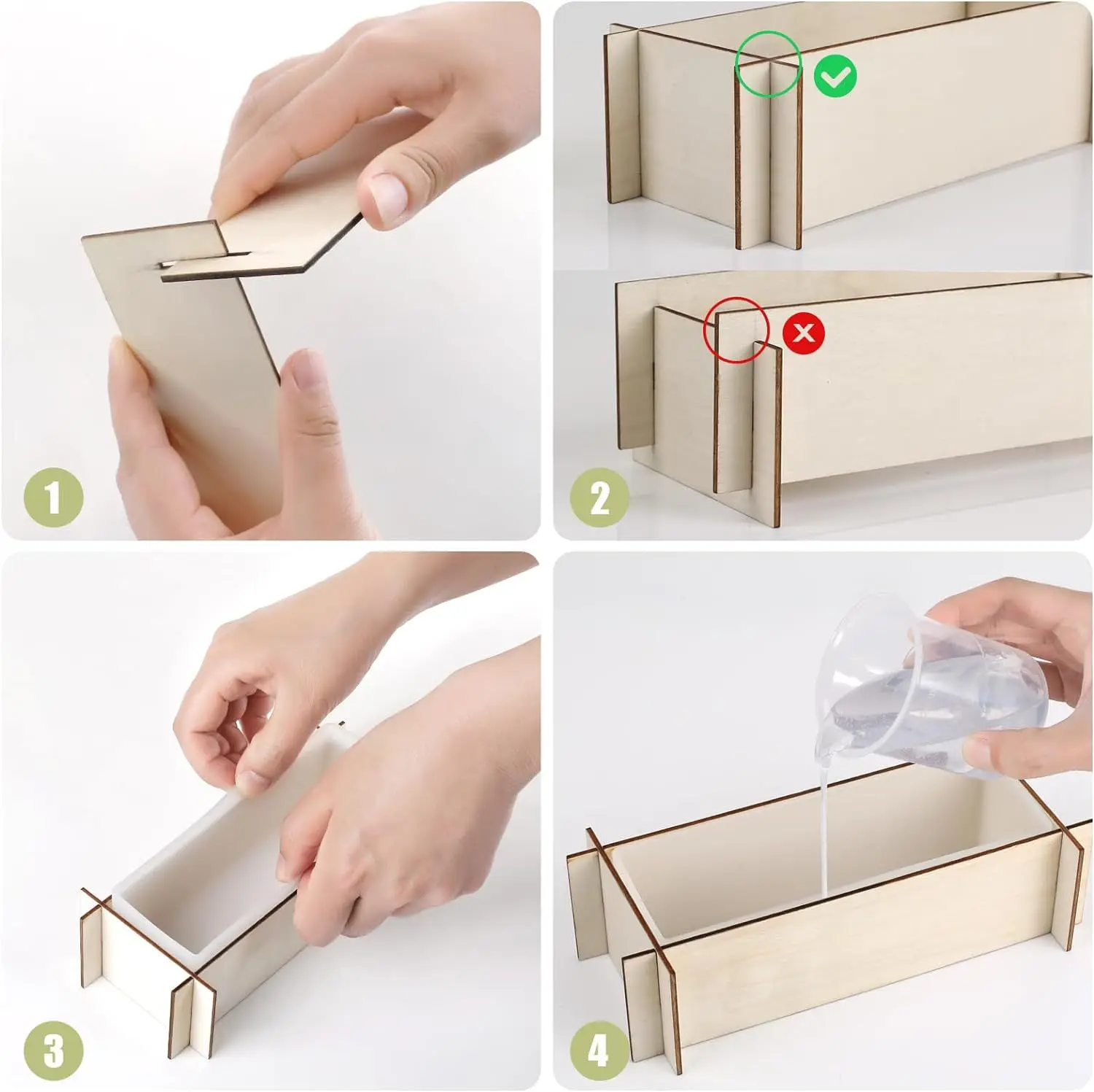 Large Rectangle Silicone Molds for Deep Casting Resin Picture Frame Cuboid Resin Moulds with Wooden Support Epoxy Resin Frame