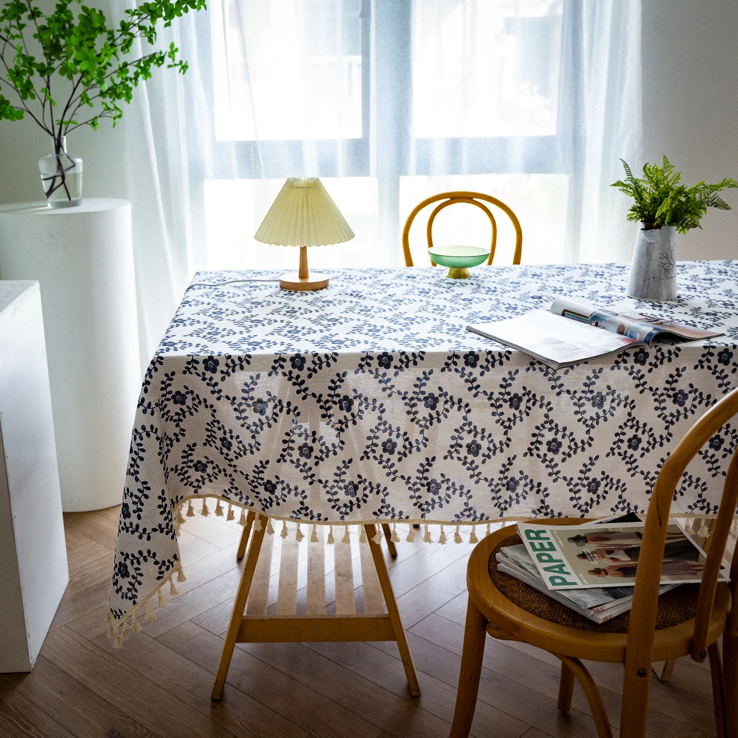 Edge Tassel Flower Fabric Table Cover New Design Table Cloth Printed Customized Tablecloth
