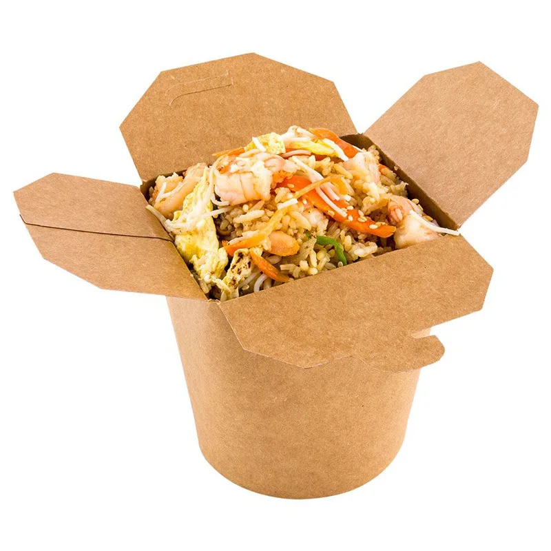 Eco Friendly Wholesale Food Packaging Disposable Kraft Paper Noodle Box takeaway noodles packaging boxes supplier