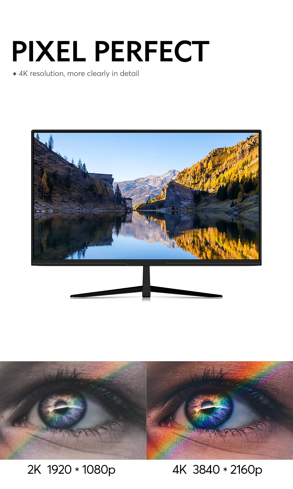 PC Monitor 4K 27 Inch Gaming LED LCD Screen 144 Hz IPS Mini Small ...