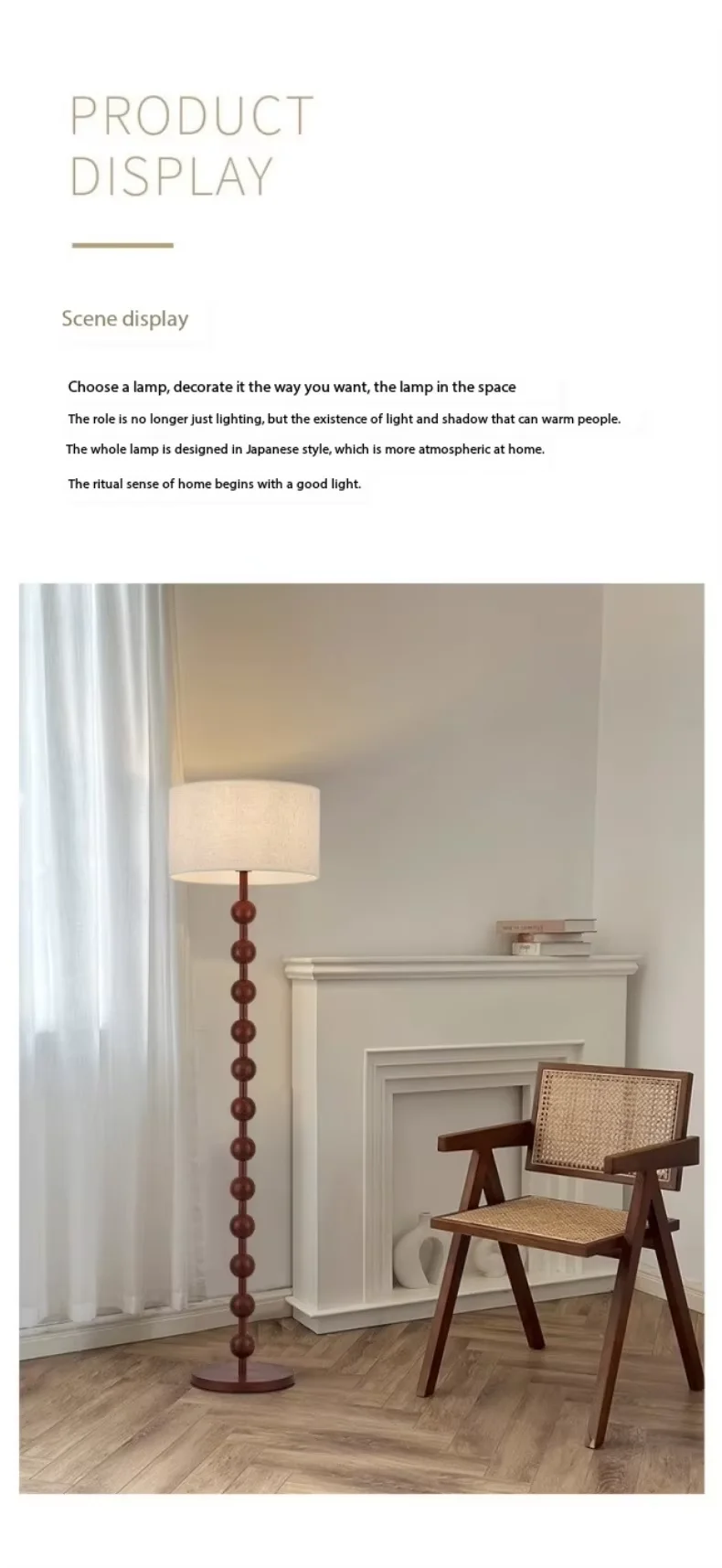 Custom European Retro Simple HotelLEDBedside Bedroom Living Room Study Wooden Fabric Shade Floor Lamp