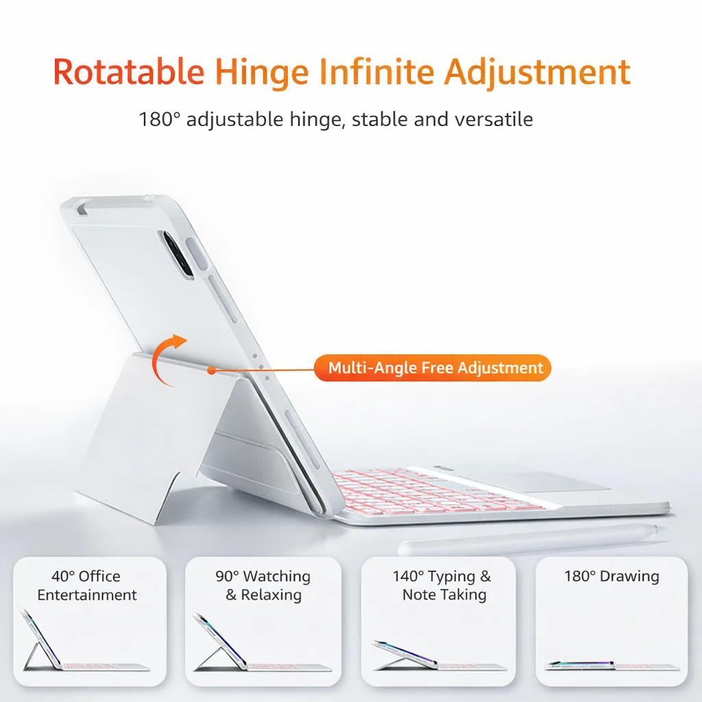 product magnetic detachable bluetooth keyboard for ipad lightweight portable type c charging compatible for ipad air pro laudtec-7