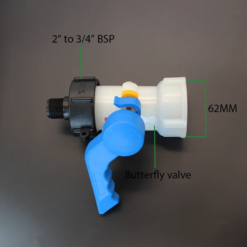 CT Coupling Butterfly Valve BSP Thread IBC Tote Plastic Industrial DN50 75mm Ball VALVES Low Temperature Manual DN 50 X 75 MM