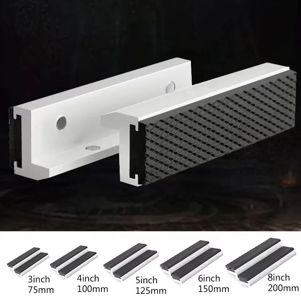 TEBAK Multi-functional High-Friction Aluminum Alloy Flat Soft Jaws Bench Vise 1Pair with Magnetic Workpiece Guard