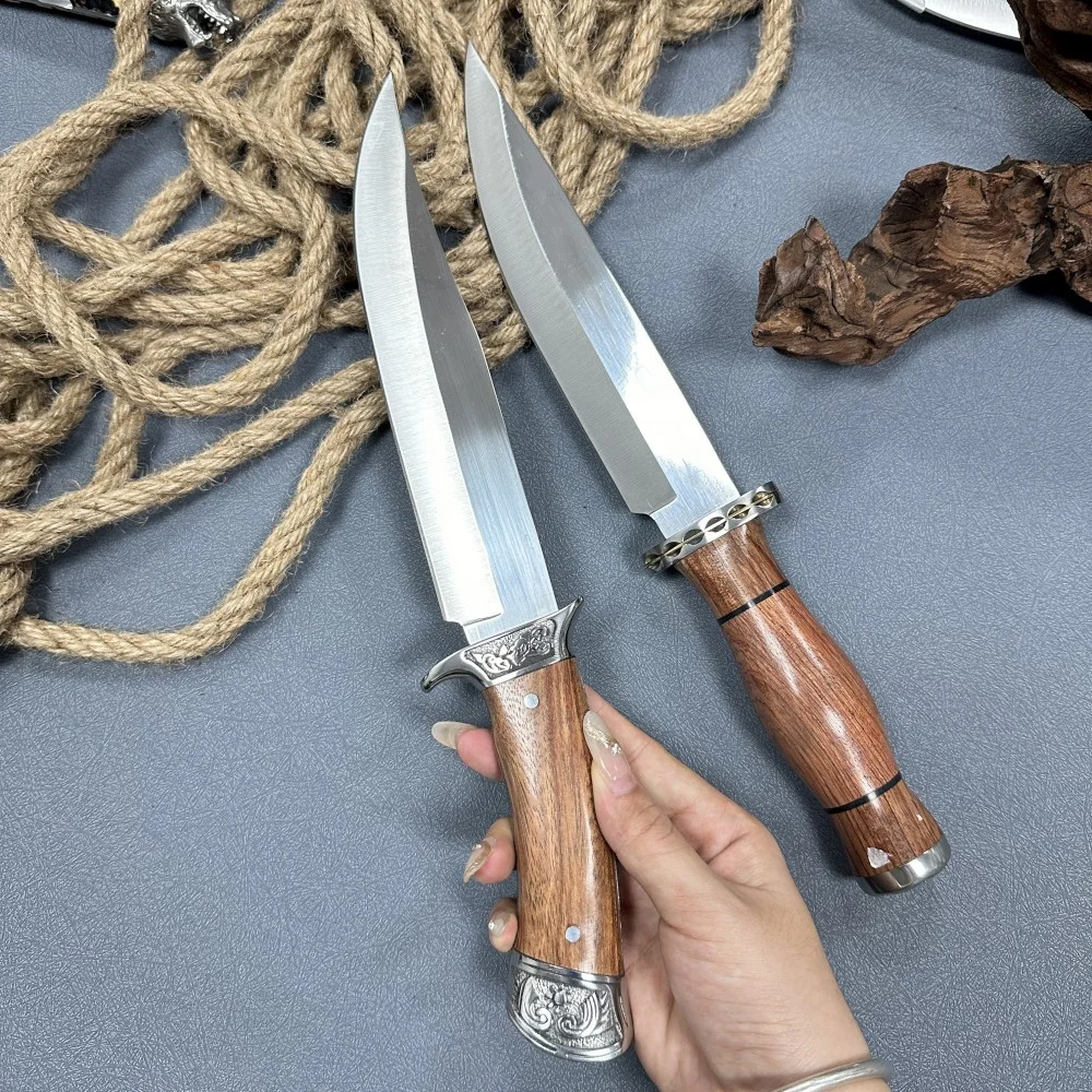 Exceptional Hand Forged Russian Knives with Handguard Bowie Fixed Blade Hunting Knives OEM Wood Handle Tactical Knife