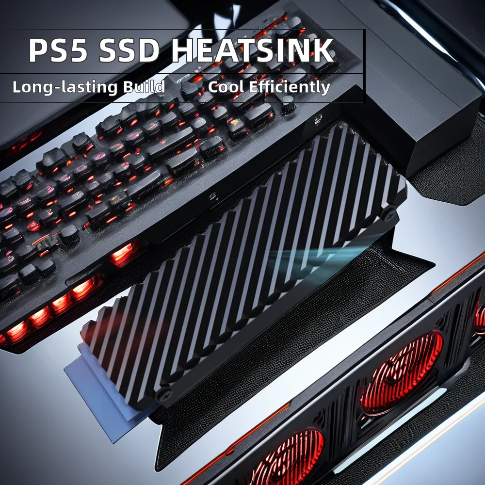 PS5 NVMe M.2 SSD Heatsink 2280 Aluminum Radiator With Thermal Silicone Pad Cooling Fan Heat Sink for 2280 Solid State Hard Disk