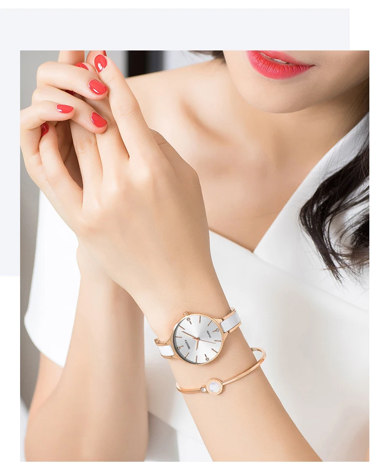 NIBOSI 2330 Simple Black White Design Womens Minimalist Quartz Watches for Girls Stylish