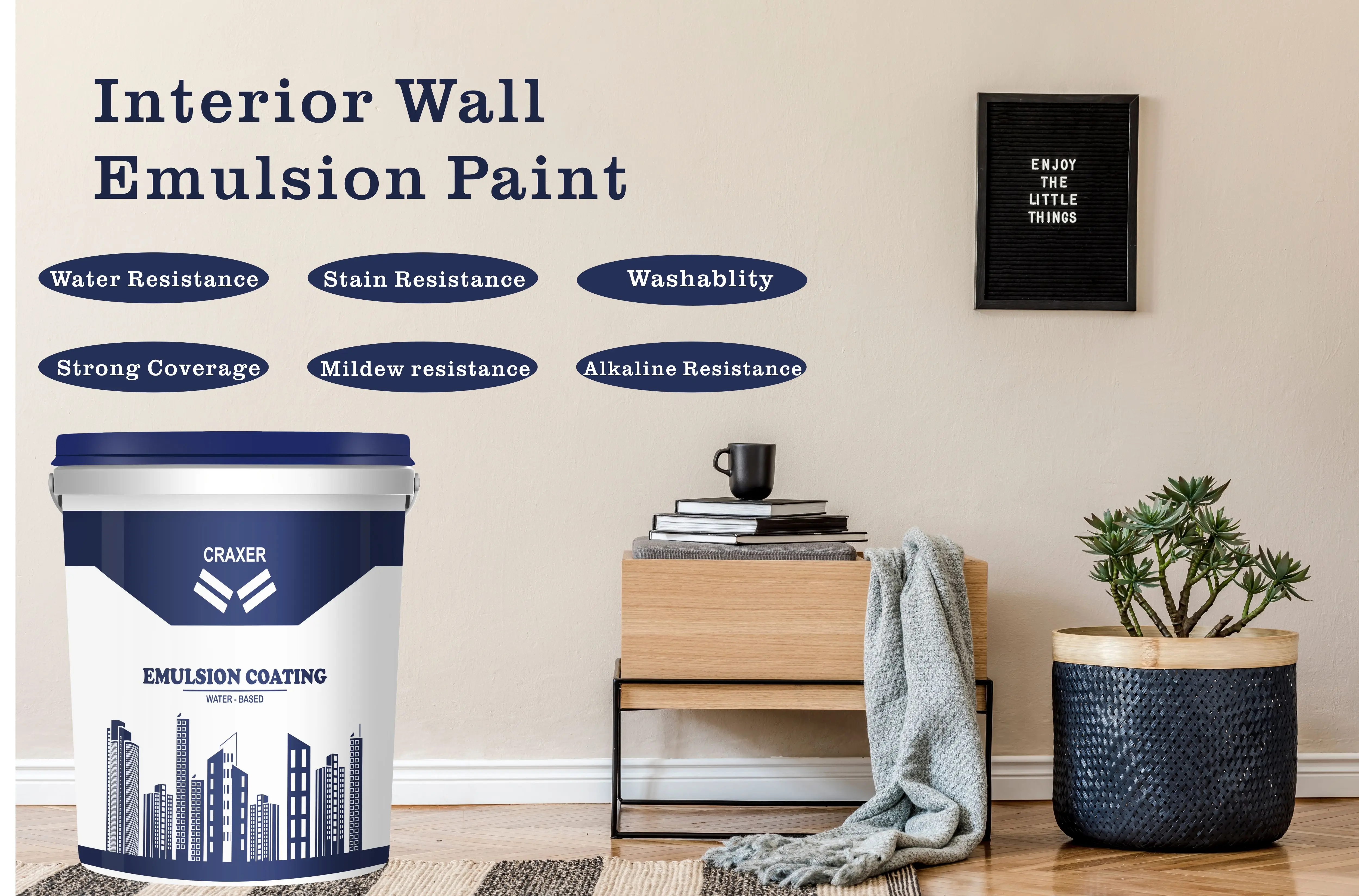 Craxer D2120 Waterbased Acrylic Emulsion Interior Wall Paint For Building Use Wall Coating