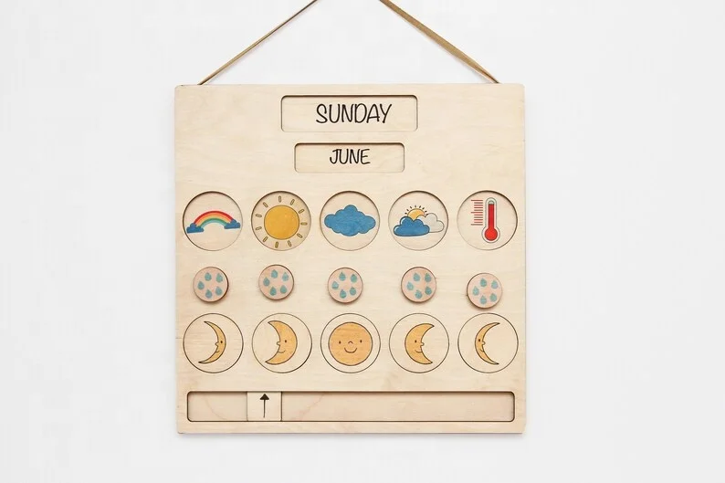 Календарь для погоды, календарь, ежедневный график, материалы для домашнего обучения Монтессори Вальдорф, сенсорные игрушки, настенный календарь для детей