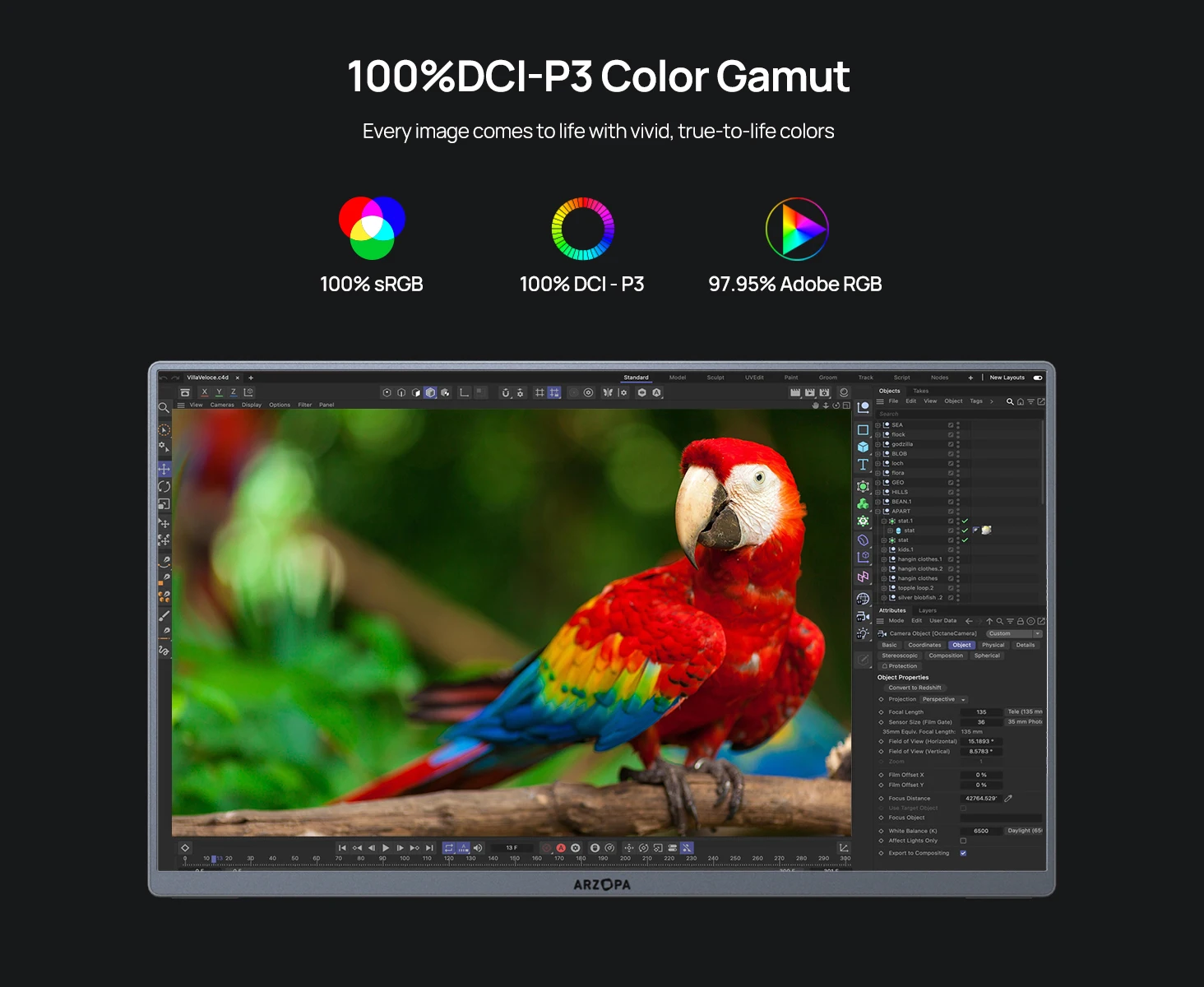 ARZOPAポータブルモニター13.3インチ薄型1080PフルHD