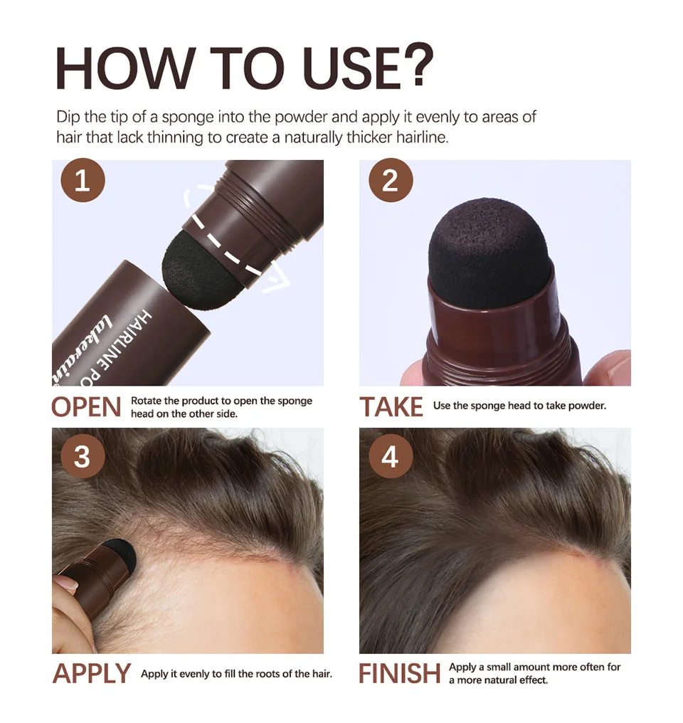 LAKERAIN Hair Line Shadow Concealer Waterproof Hairline Filling Powder Stick