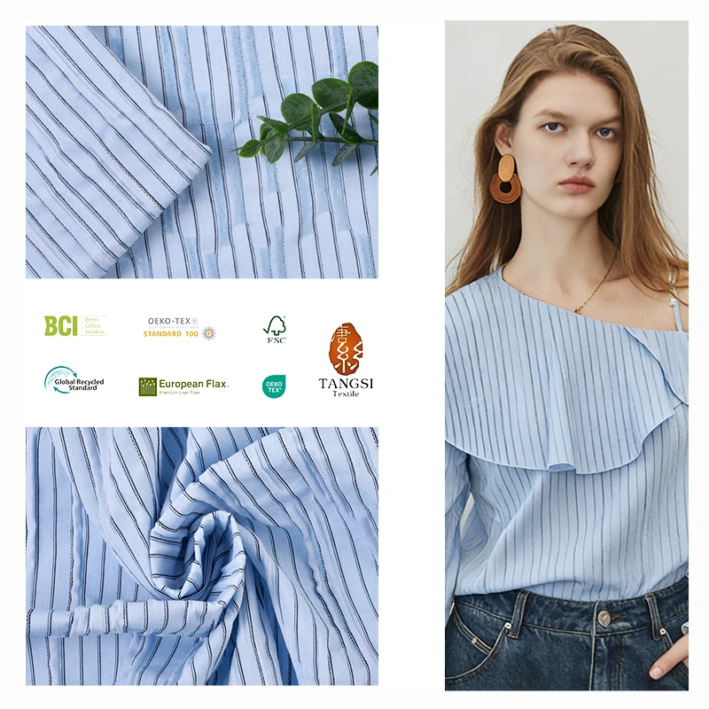 New Fashion Woven Striped Jacquard Cotton Yarn Dyed Fabric for Mens Suit