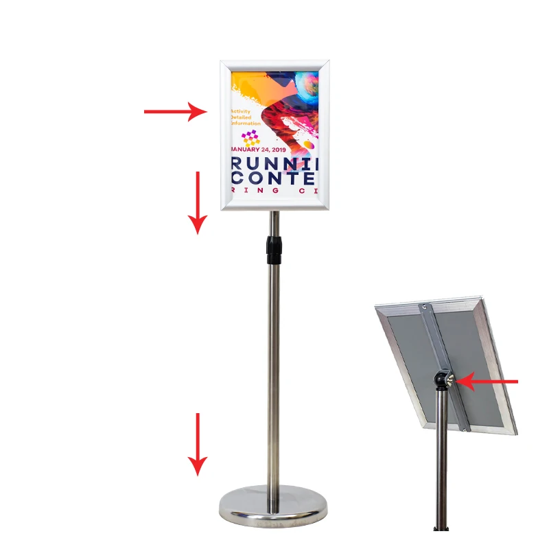 Free Standing A3 Poster Display Floor Stand Aluminum Frame Post Frame