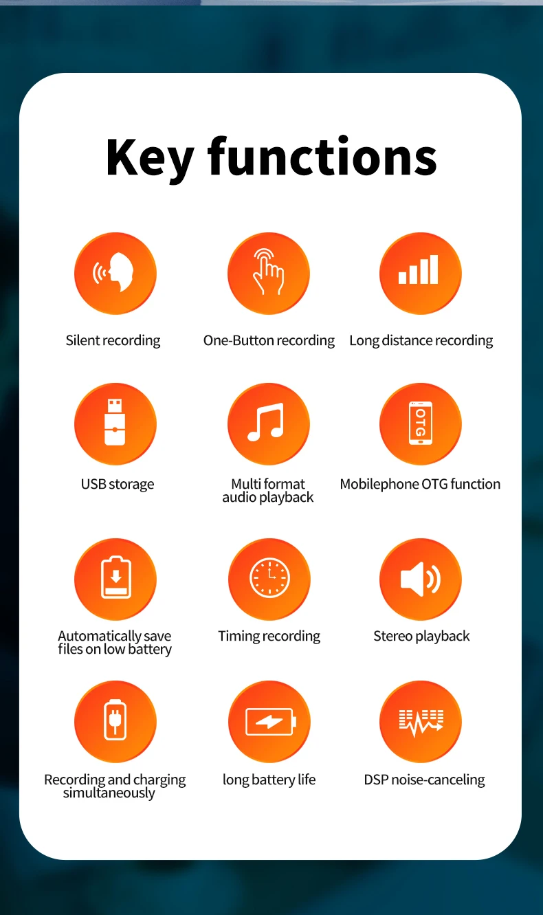 ZD39 Pocket Recording Pen 48KHZ Mini Voice Recorder 1536kbps Audio Recording Tool for Conference & Lecture