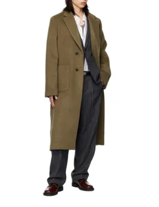 Popular Solid Color Long-Length Wool Coat for  Men Professional Manufacturer Single-Faced Overcoat Single Button Plain Dyed Coat