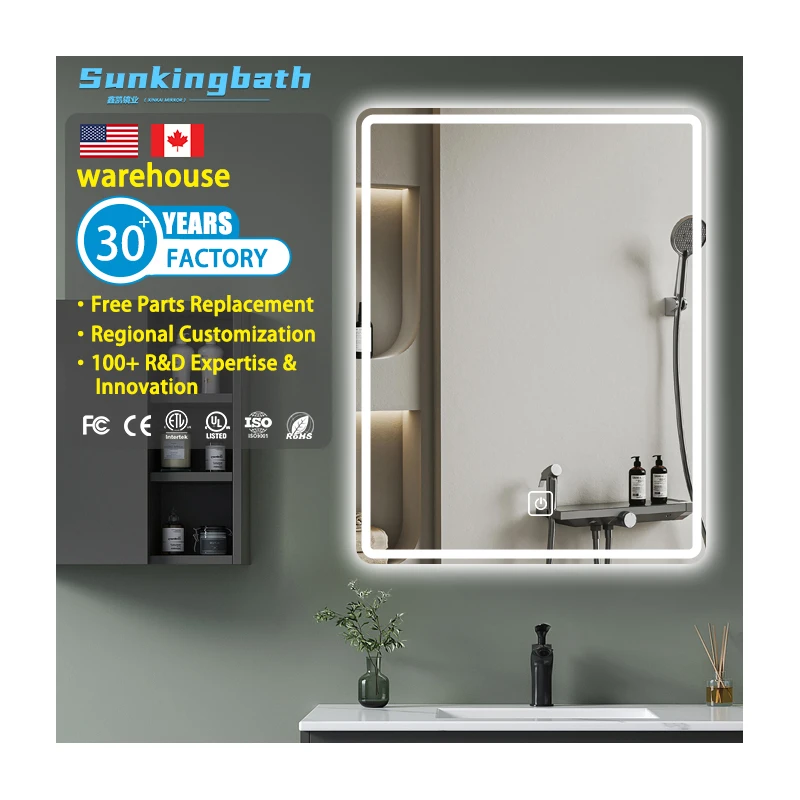 Luxury Rectangle Square Smart Bath Mirror Light Bluetooth Led Decorative Espejo Inteligente Modern Design Style