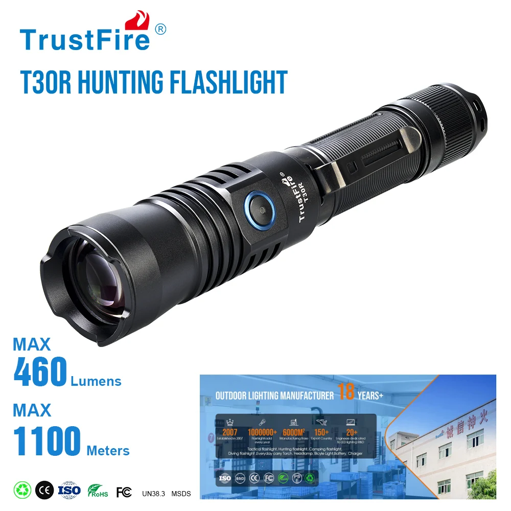 新品 TrustFire T30R LEP 照射距離1100m 460ルーメン TrustFire T30R LEP フラッシュライト - タクティカル自衛用 460