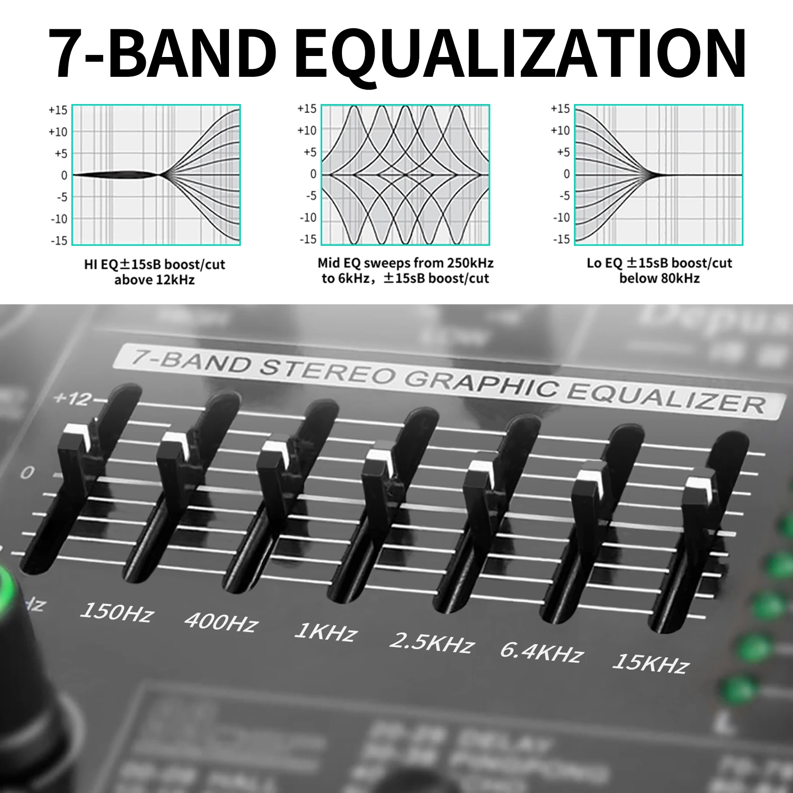 Xtuga TS7 Sound Mixing Console - 7 Channels for DJ Control
