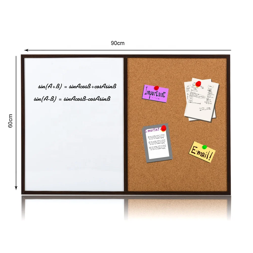 Wooden Frame Dry Erase White Board Cork Memo Notice Board