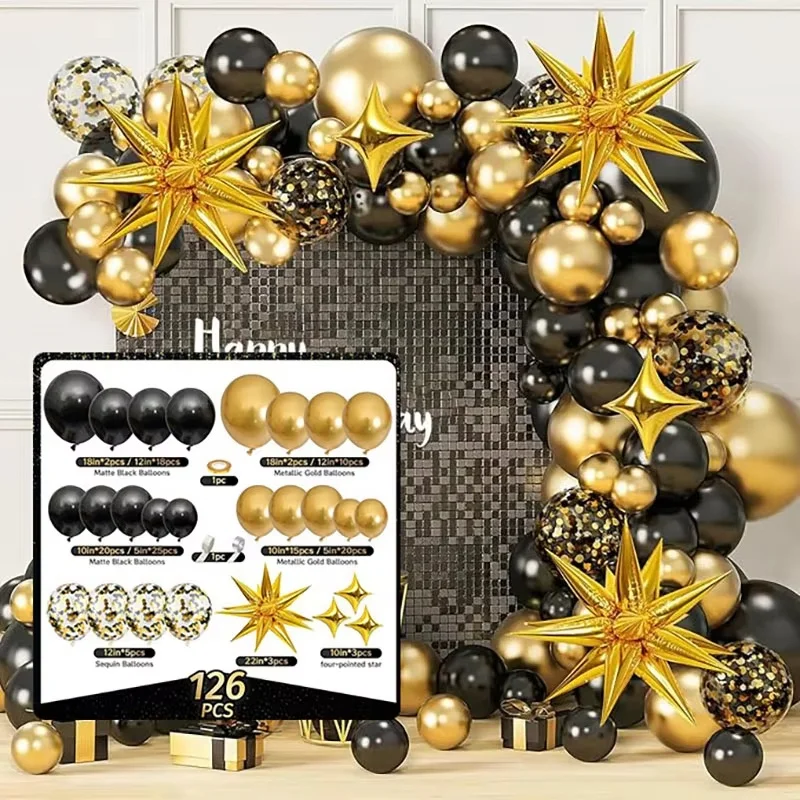 Wholesale Custom Black Gold Balloon Set Holiday Party Birthday Wedding Decoration Balloon Garland Arch Halloween Mother's Day