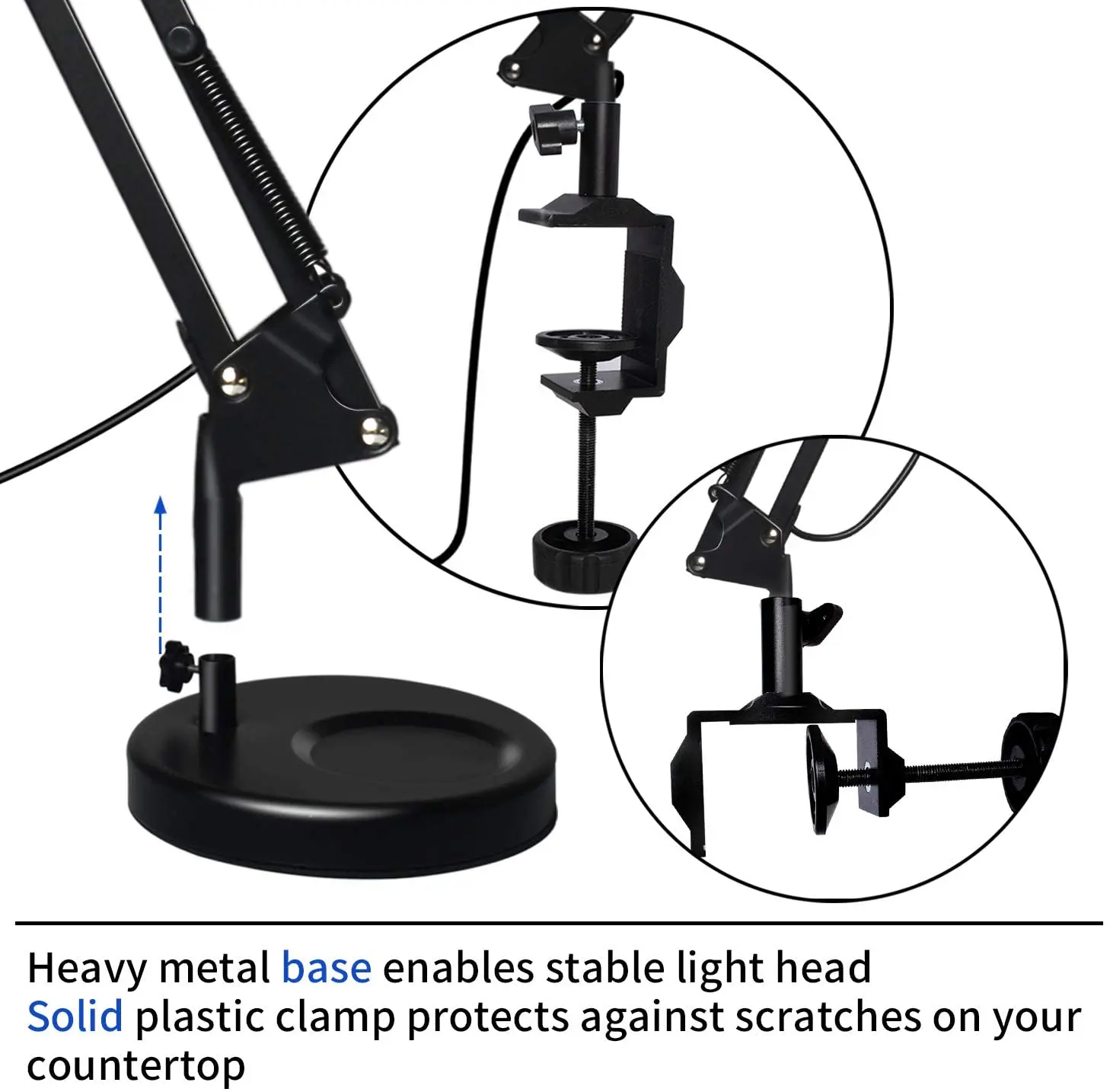 Adjustable Swing Arm LED Magnifier Desk Lamp USB Clip-on Table Lamp Magnifying Glass Light with Clamp Magnifying Lamp