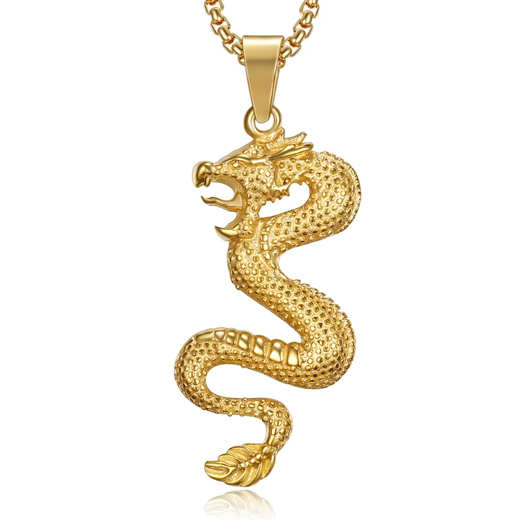 Punk Coin Charms Jade Dragon Phoenix Pendant Necklace