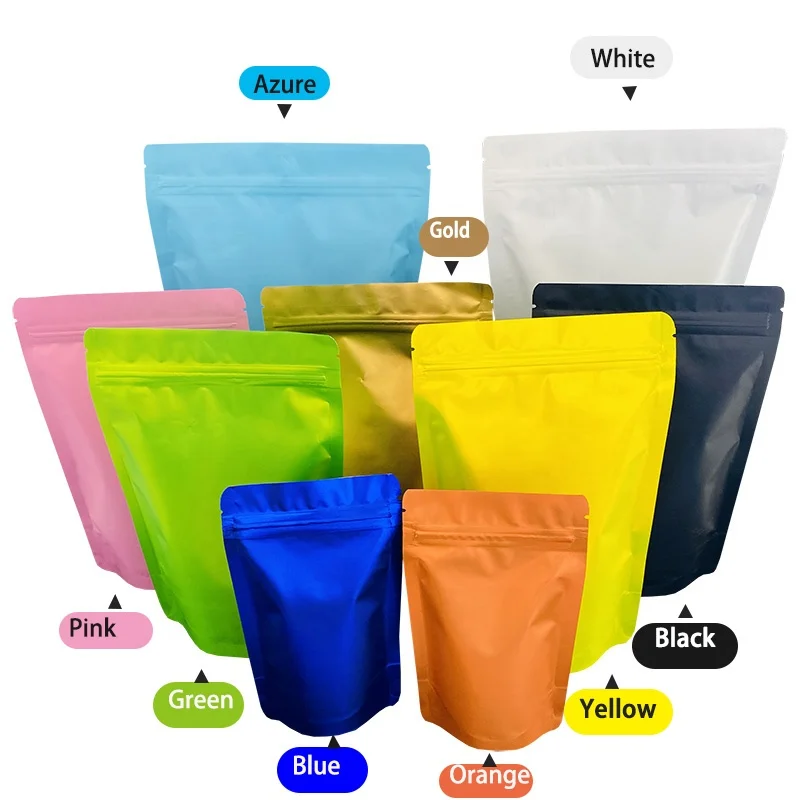 100 Packs Matte Blue Mylar Bags Stand up X Inches Resealable Mylar  Ziplock Bags Food Storage Foil Pouch