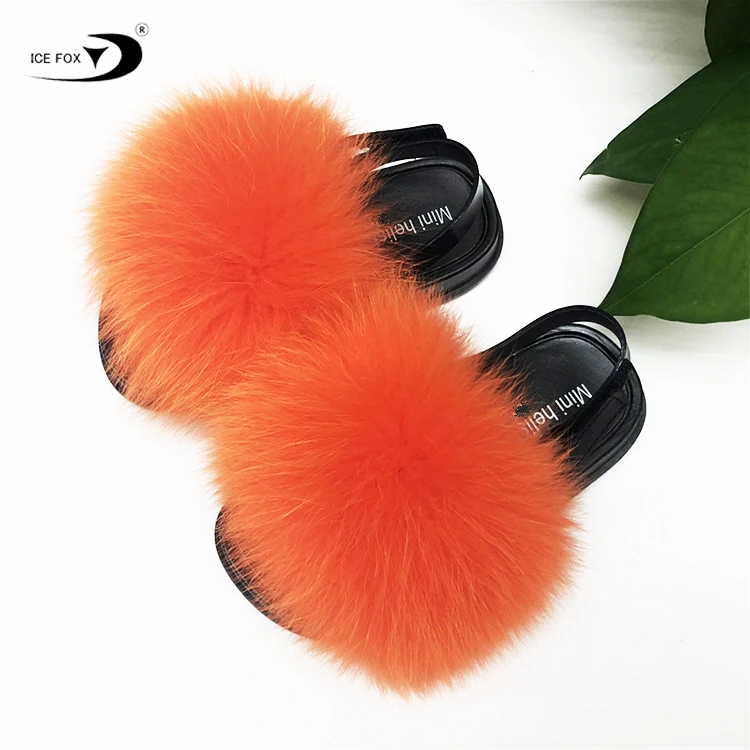 Детские меховые сандалии на заказ, детские пушистые сандалии из натурального Лисьего меха на плоской подошве, милые меховые сандалии для малышей