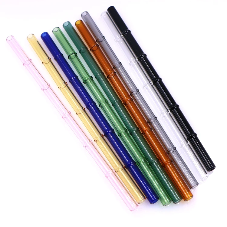 8mm Coloured Borosilicate Bamboo Design Glass Straw