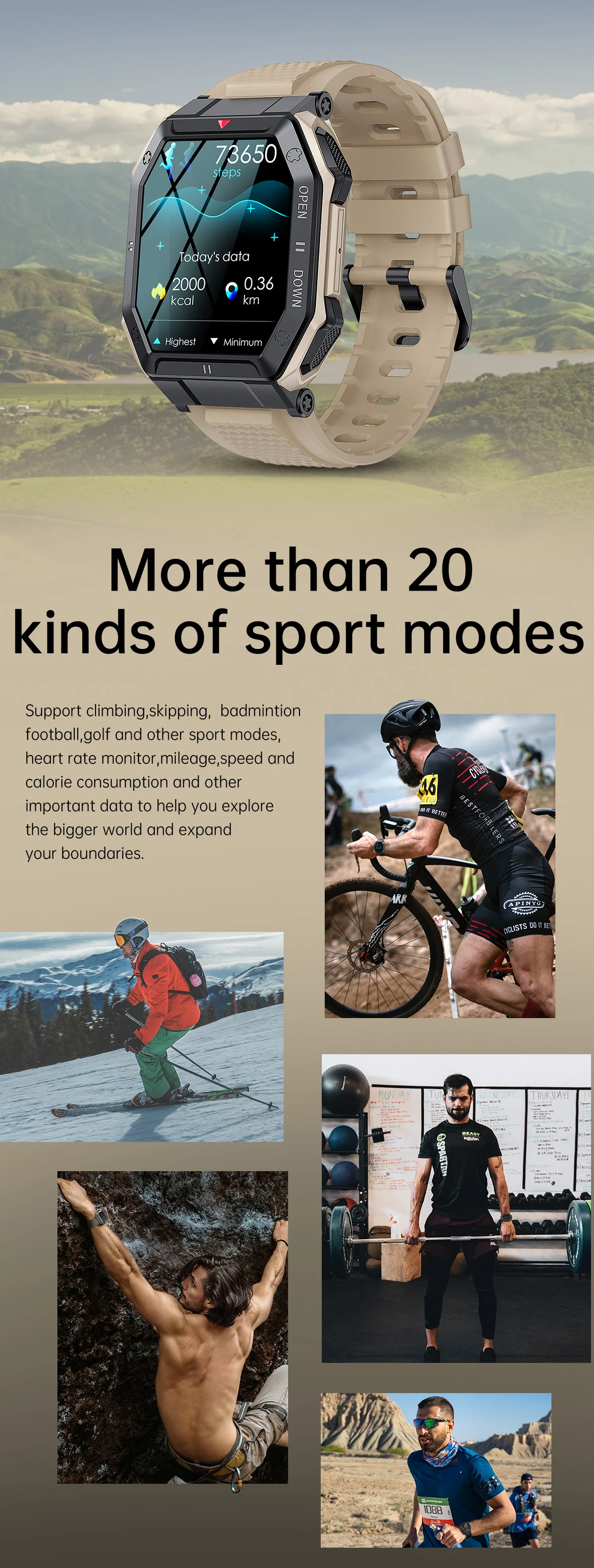 K55 Smart Watch for Man Android with Heart Rate Sport Smart Watches Bracelets IP68 Waterproof Fitness Tracker K55 Smartwatch