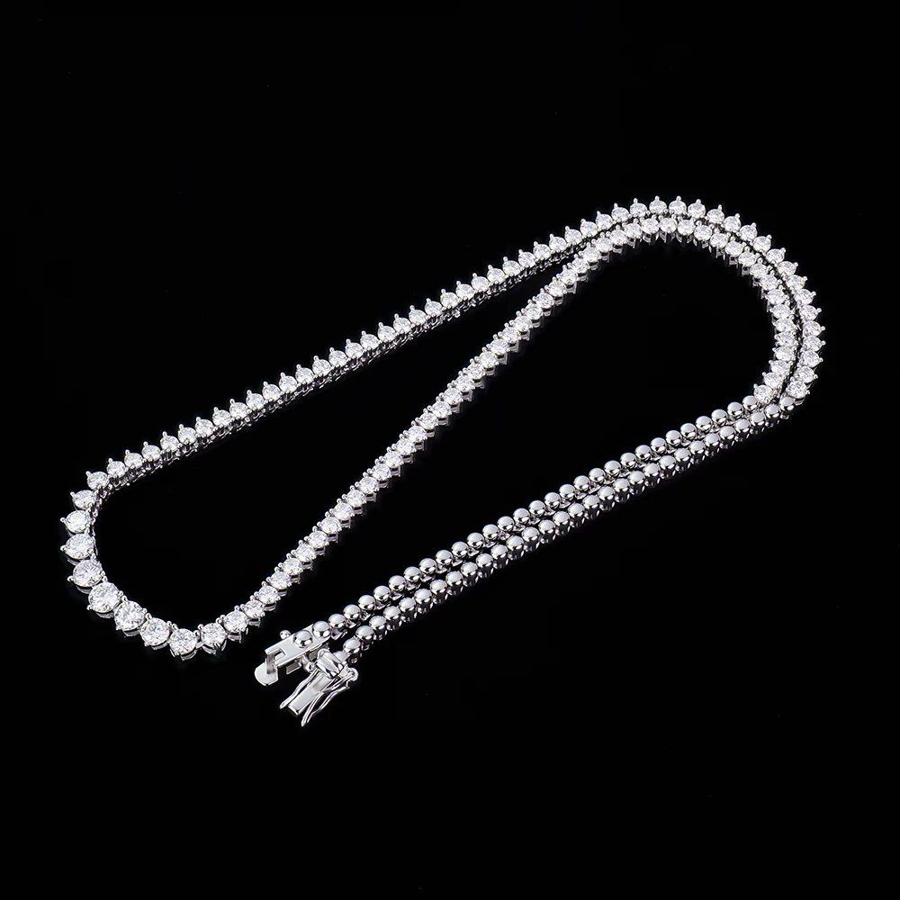 Personalized Custom Fancy Shapes Tennis Chain Necklace Iced Out Gra Certificate Moissanite Diamond 925 Sterling Silver Jewelry