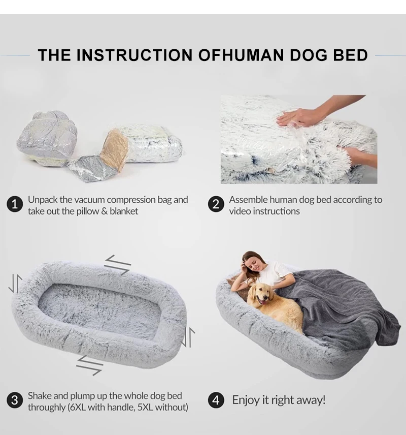 Orthopedic Human Dog Bed For Large Dogs Memory Foam Luxury Plush