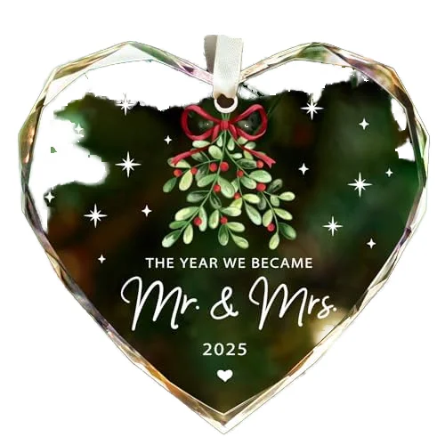 Shining Traditional Custom 2025 Wedding Gift Mr & Mrs Ornament Hanging Glass Just Married Newlywed Couple Other Crystal Crafts