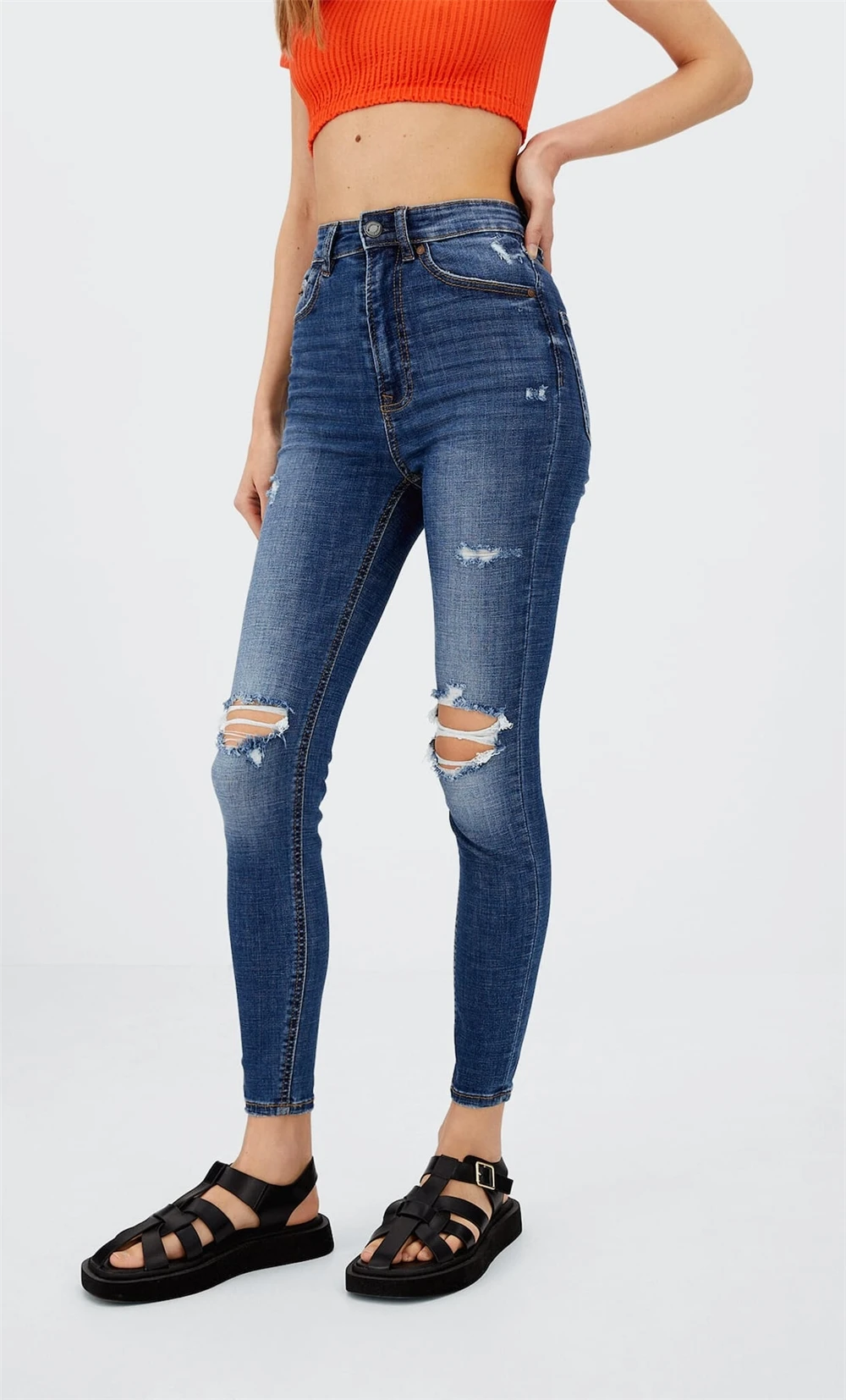 jeans skinny personalizado etiqueta privada moda alta calidad