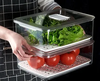 Stackable Refrigerator Organizer Bins Pull-Out Drawers for Fruit and Veggies Storage Organizer for Fridge Clear Drawer Container