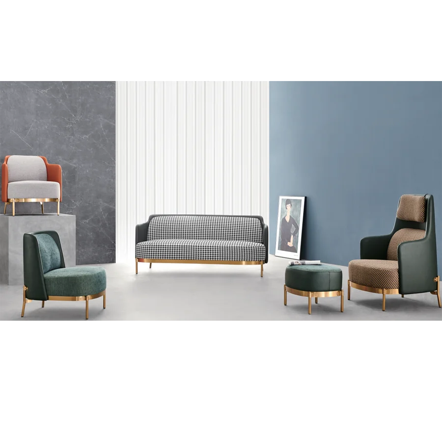 sf815 人体工程学 radian 设计千鸟格风格合成皮革办公沙发套设计现代