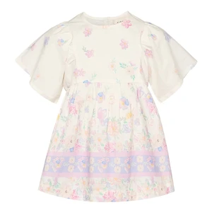 Cute Cotton Floral Print Princess Dress for Girls O-Neck Casual Style Knee-Length Flower Decoration for Summer Parties Children