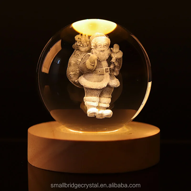 product small bridge hot sale 3d art crystal ball night lamp custom laser carved led light base stand 3d christmas glass ball-7