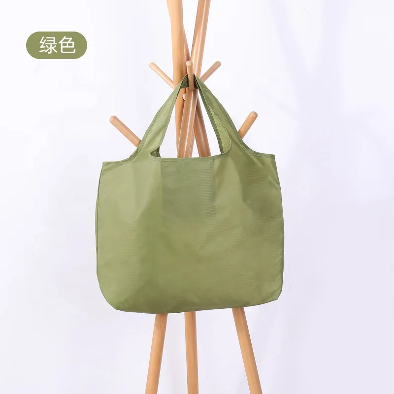 2024 Custom Logo Recycled Polyester Folding Tote Bags 210 Rip Stop Nylon Gift Tote Bag Foldable Polyester Grocery Shopping Bags