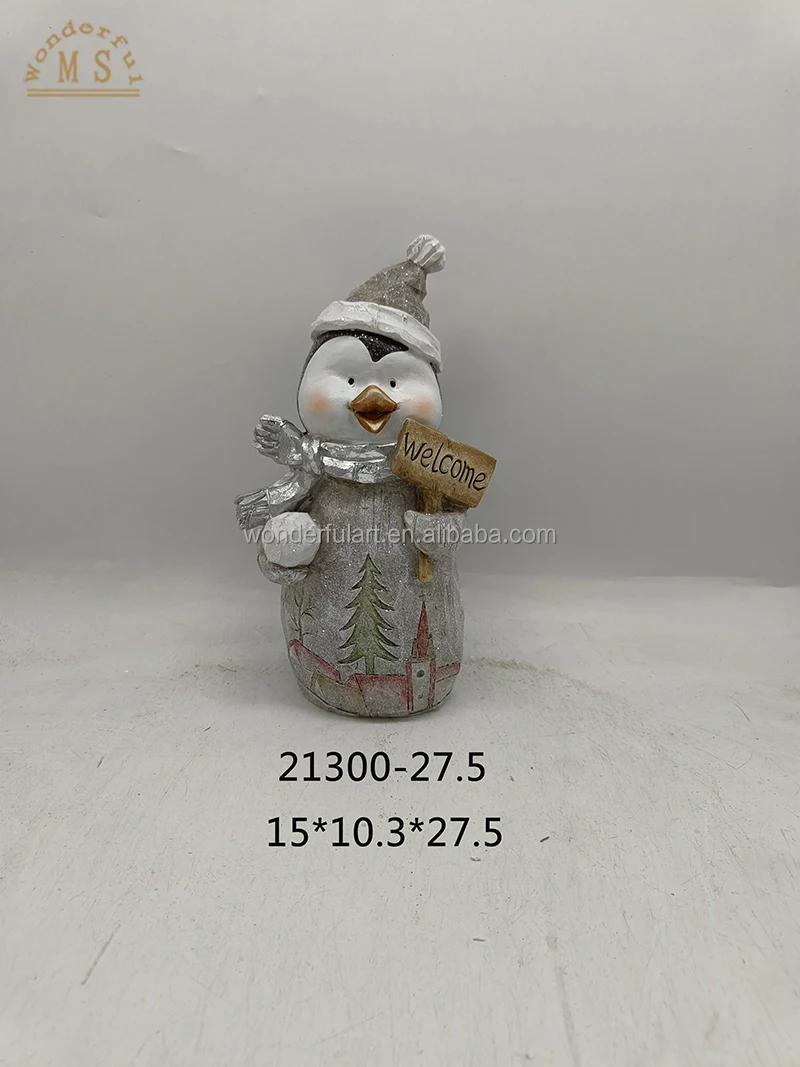 Polistone santa claus statue snowman figurine Christmas resin statue winter gifts for home decoration