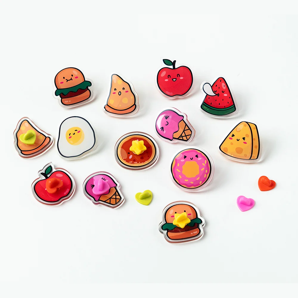 Wholesale Custom Printed Acrylic Glitter Epoxy Pins Cute Cartoon Acrylic Anime Accessories Brooches Pins Badge