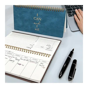 Wholesale Office Notepad Weekly Desktop Planner Custom Pu Leather Calendar Agenda Stand Flip Table Organizer to Do List Planners