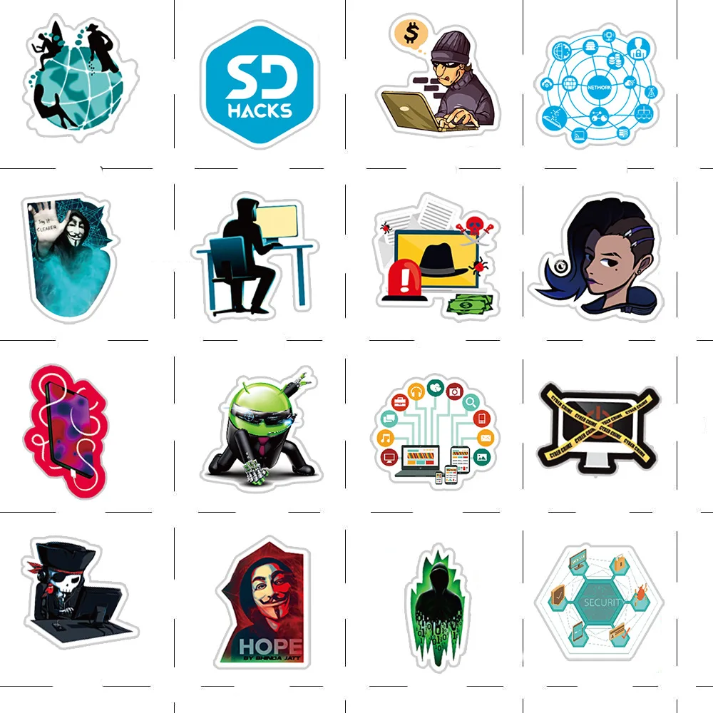 50PCS Cool Software Program Broker Programming Computer Hack Sticker