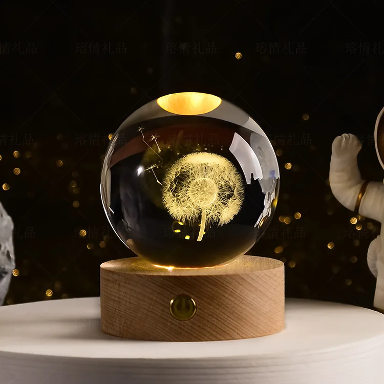 Newish Creative Gifts 3d Saturn Crystal Ball Lamp Transparent Removable ...