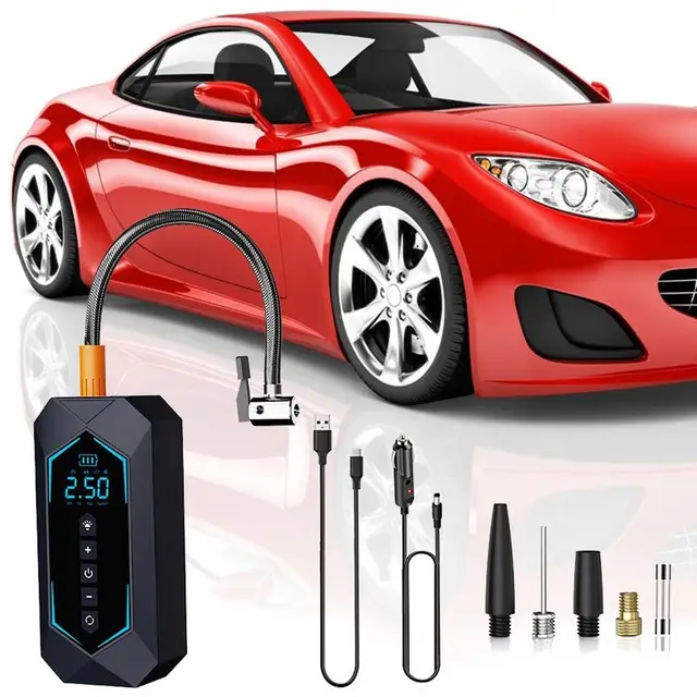 12V Portable Tyre Inflator Mini Rechargeable Cordless 150 PSI Automatic Digital Wireless Electric Car Air Tire Compressor Pump