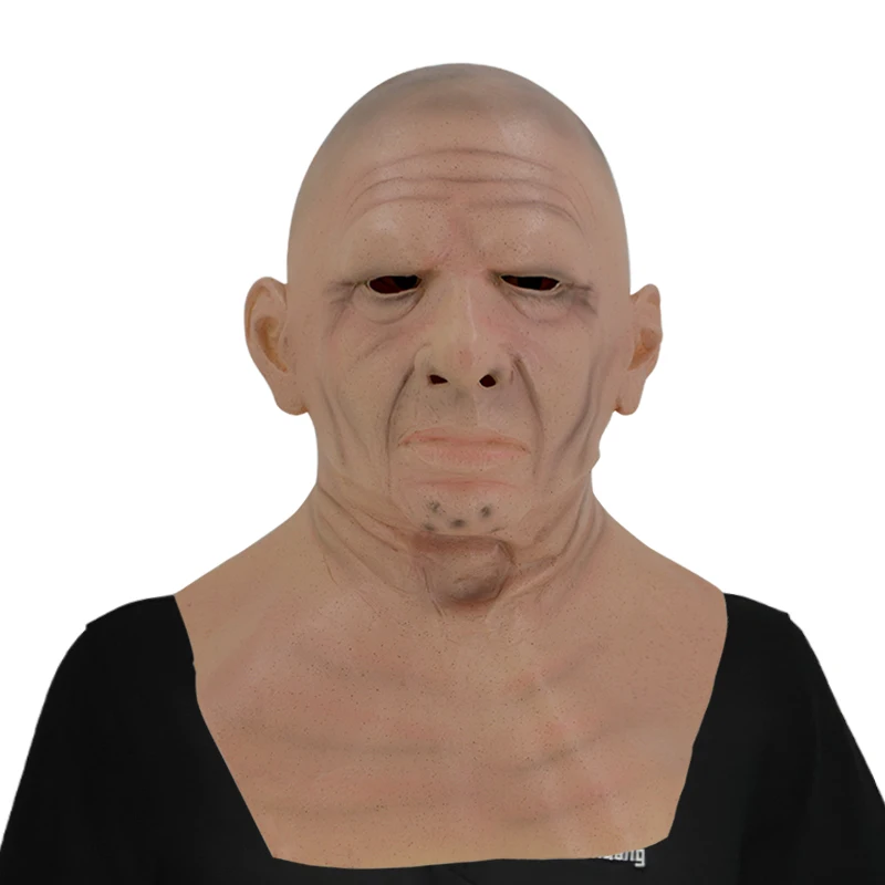 Custom Realistic Human Mask Latex Horror Bald Old Woman Mask with Wrinkle for Halloween Cosplay Adult Mask