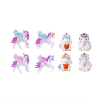 New 8Pcs Unicorn Toy Figurine, Mini Unicorn Figures miniature Cake Topper,Flying Horse Toy for Birthday Party Christmas Supplies